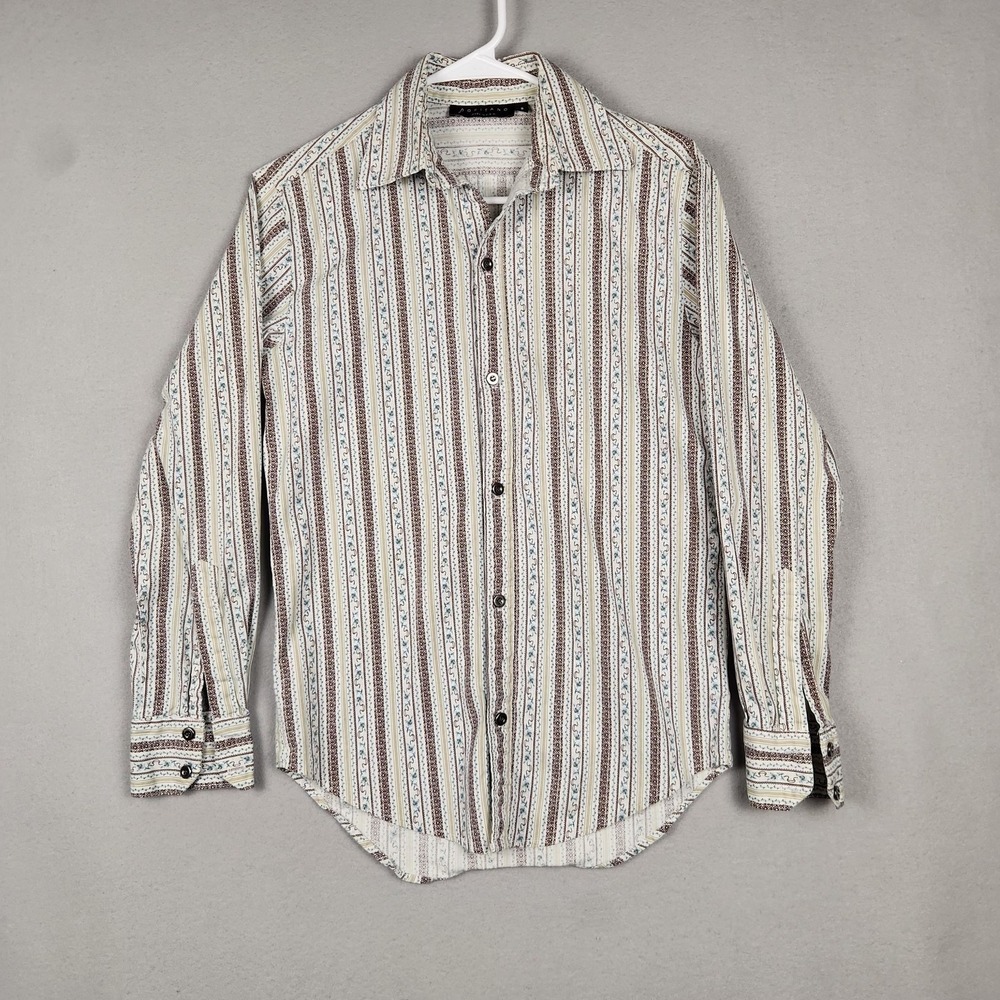 Vintage Positano Shirt Mens Small Stripe Long Sleeve Button Front Made USA‎